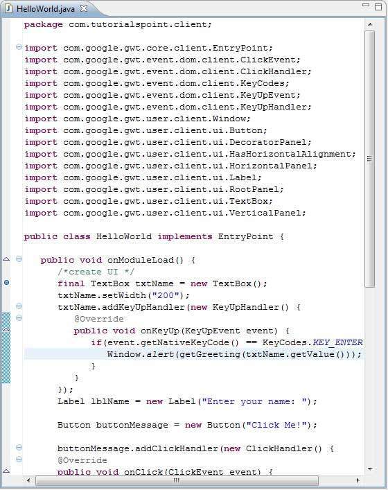 GWT Applying Breakpoint