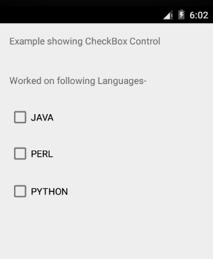 Android CheckBox Control