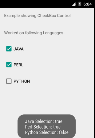 Android CheckBox Control